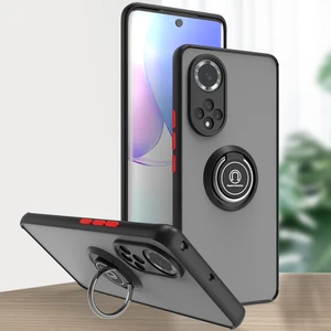 Huawei Nova 9 Için Yüzük Stand Mat Sert Silikon Telefon Kılıfı - Siyah/kırmızı (Yurt Dışından)