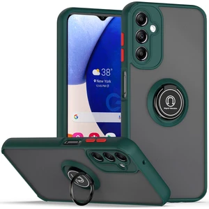 Samsung Galaxy A14 5g Için Yüzük Stand Mat Sert Silikon Telefon Kılıfı - Koyu Yeşil (Yurt Dışından)