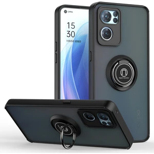 Oppo Reno7 5g Için Yüzük Stand Mat Sert Silikon Telefon Kılıfı - Siyah (Yurt Dışından)