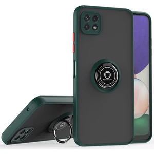 Samsung Galaxy A22 5g Için Yüzük Stand Mat Sert Silikon Telefon Kılıfı - Koyu Yeşil (Yurt Dışından)