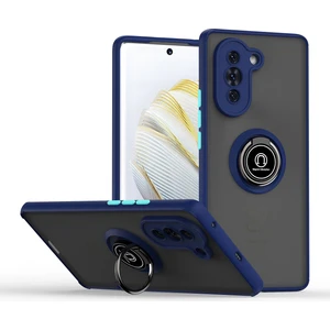 Huawei Nova 10 Için Yüzük Stand Mat Sert Silikon Telefon Kılıfı - Mavi (Yurt Dışından)