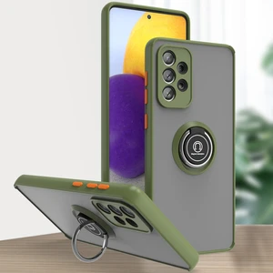 Samsung Galaxy A73 5g Için Yüzük Stand Mat Sert Silikon Telefon Kılıfı - Yeşil (Yurt Dışından)