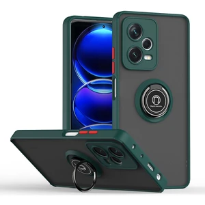 Xiaomi Redmi Note 12 Pro+ Için Yüzük Stand Mat Sert Silikon Telefon Kılıfı - Koyu Yeşil (Yurt Dışından)