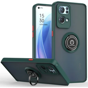 Oppo Reno7 Pro 5g Için Yüzük Stand Mat Sert Silikon Telefon Kılıfı - Koyu Yeşil (Yurt Dışından)