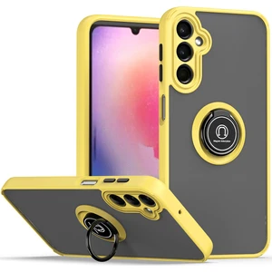 Samsung Galaxy A24 4g Için Yüzük Stand Mat Sert Silikon Telefon Kılıfı - Sarı (Yurt Dışından)