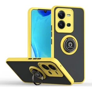 Vıvo V25 Için Yüzük Stand Mat Sert Silikon Telefon Kılıfı - Sarı (Yurt Dışından)