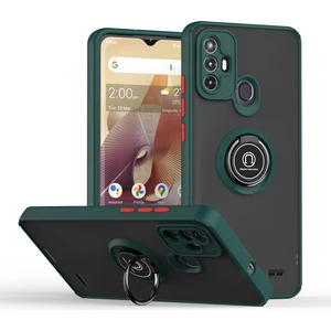 Zte Blade A52 Için Yüzük Stand Mat Sert Silikon Telefon Kılıfı - Koyu Yeşil (Yurt Dışından)