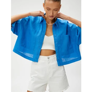 Keten Karışımlı Crop Oversize Gömlek