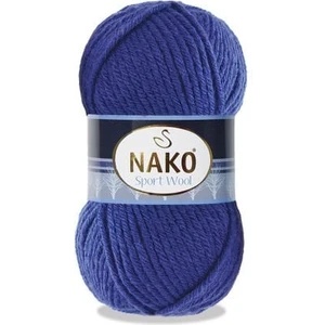 Sport Wool 10472 5 Adet Eşarp Bere Panço Hırka Iplikleri Saks Mavisi