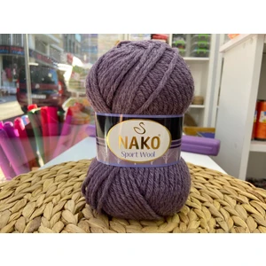 Sport Wool 23331 5 Adet Eşarp Bere Panço Hırka Iplikleri Mürdüm Melanj