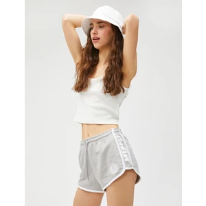 Mini Şort Baskılı Beli Bağcıklı Biye Detaylı