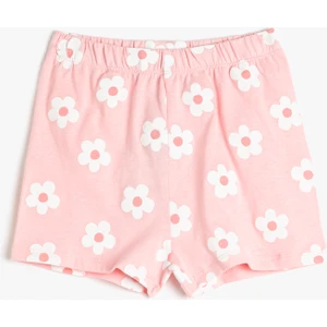 Şort Papatya Baskılı Beli Lastikli Pamuklu