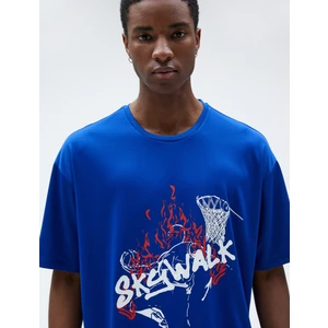 Spor Oversize Tişört Basketbol Baskılı Kısa Kollu