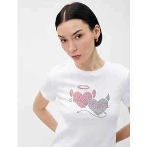 Kalpli Taşlı Crop Tişört