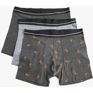 3'lü Boxer Seti Eğlence Baskı Detaylı Pamuklu