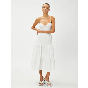 Katlı Midi Etek Beli Lastikli