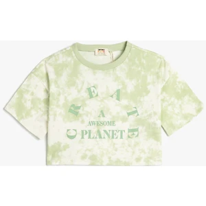 Crop Oversize Tişört Baskılı Pamuklu