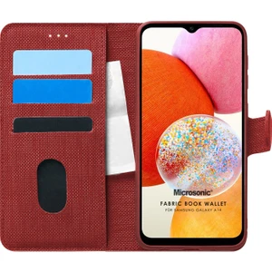 Samsung Galaxy A14 Kılıf Fabric Book Wallet Kırmızı