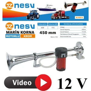 Korna Marin Gemi Kornası Havalı Kompresörlü Krom