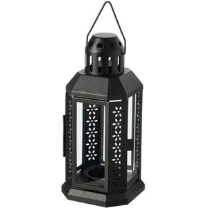 IKEA Enrum 22 cm Siyah Dekoratif Fener - Çelik Mumluk Şamdan