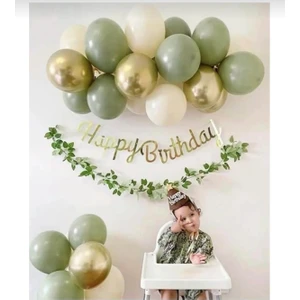 Küf Yesili Krom Gold Beyaz Balon Zinciri