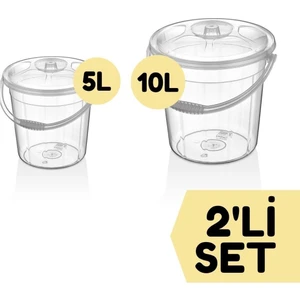 Bambus Home Şeffaf Su Kovası / Temizlik Kovası Ikili Set 5/10 Lt