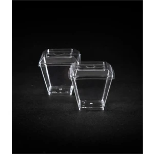 Plastik Akrilik Prizma Kübik Kase 120CC 24 Adet - Kapaklı