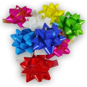 Karaca Ambalaj Karaca Hediyelik Yıldız Paket Süs Metalize Fiyonk 100 Adet Renkli ve Şık Tasarım