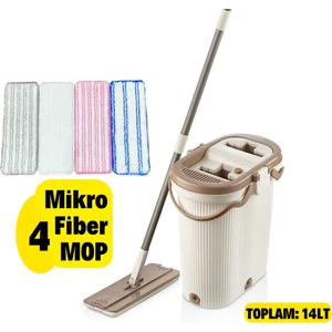 Vip Ahmet Vipset Pro Kumsal Mop Temizlik Seti 4+1 Bez %100 Temiz Su Kirli Su Ayıran Temizli