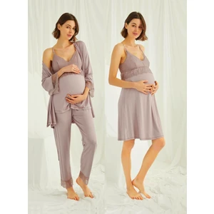 18431490 Kadın Vizon Hamile Lohusa Seti Sabahlık Gecelik Pijama Takım