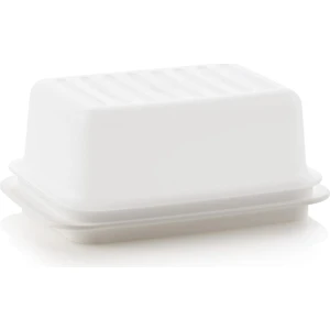 Beyaz Plastik Tereyağlık - 500 ml, Ters Çevrilebilir Kulplu Tepsi, 16,3 x 10,8 x 6,8 cm, 1 Adet