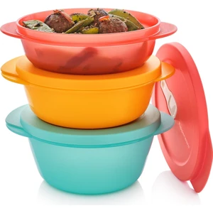 Mikro Oval Kap 3lü Set (1l,1.5l,2l) Mavi-Turuncu-Kırmızı Esc
