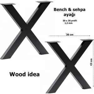 Wood Idea Metal Sehpa Ayakları Retro Model Ayak Ev Ofis Dekoratif Kütük Masif Orta Zigon Sehpa Ayağı