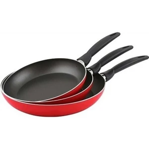 3 Lü Teflon Tava Seti 18-22-26 cm Kırmızı