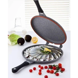 Granit Çift Taraflı Balık Hamsi Tavası 28 cm Thermoad Granit Balık