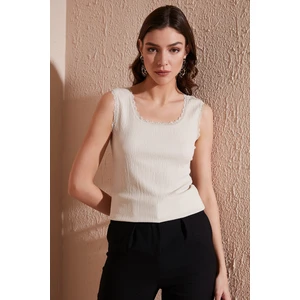 Slim Fit Kalın Askılı Dantelli Kare Yaka Bürümcük Atlet Bayan Atlet 5864979