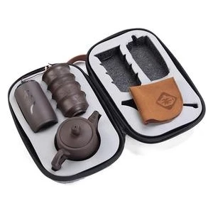Purple Clay Kung Fu Teapot 230ML Porcelain Yixing Zisha Tea Pot 4 Cups Kung Fu Travel Tea Cup Handmade Tea Pot Cup Set. (Yurt Dışından)