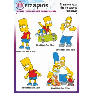 F17 Ajans Ütü ile Yapışan Tekstil Baskı Görseli Simpsonlar 5li Set