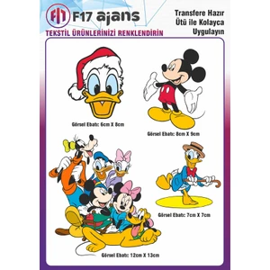 F17 Ajans Ütü Ile Yapışan Tekstil Baskı Görseli Mickey Mouse 4'lü Set