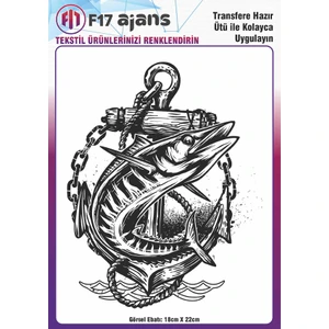 F17 Ajans Ütü ile Yapışan Tekstil Baskı Görseli Çapa Balık