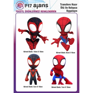 F17 Ajans Ütü ile Yapışan Tekstil Baskı Görseli Spidey ve Arkadaşları 4'lü Set