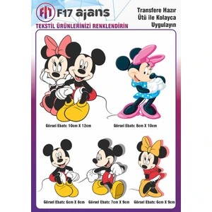 F17 Ajans Ütü ile Yapışan Tekstil Baskı Görseli Mickey Mouse 5'li Set