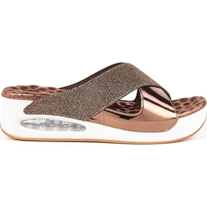 31169 Fly Anatomik Air Max Tabanlı Kadın Terlik  Bronz