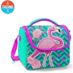 Coral High Kids Su Yeşili Pembe Flamingo Desenli Thermo Beslenme Çantası 11835