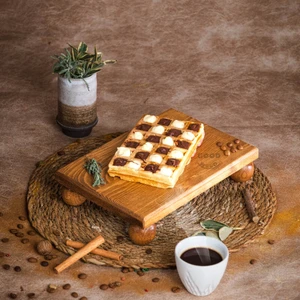 Risus Top Ayaklı 17X25 cm Ahşap Dikdörtgen Pasta Sunum Servis Tabağı