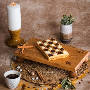 Risus Top Ayaklı 17X25 cm Ahşap Dikdörtgen Pasta Sunum Servis Tabağı