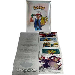 Pokemon Kart Kabartmalı Silver Card Fosforlu Oyun Kartları 10LU Gümüş