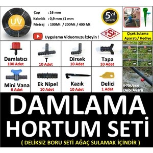 Mgf Plast 400 Mt. Damla Sulama Borusu Deliksiz Damlama Sulama Hortumu Hazır Aparatlı Seti Sistemi