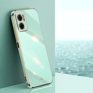 Case 4U Xiaomi Redmi Note 11E Kılıf Kamera Korumalı Parlak Gold Kenarlı Yumuşak Silikon Kapak Bark Açık Yeşil