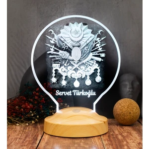 Sevgi Lambası Baba Hediyesi Kişiye Özel Osmanlı Tuğrası Led Lamba, Tuğra Masa Lambası